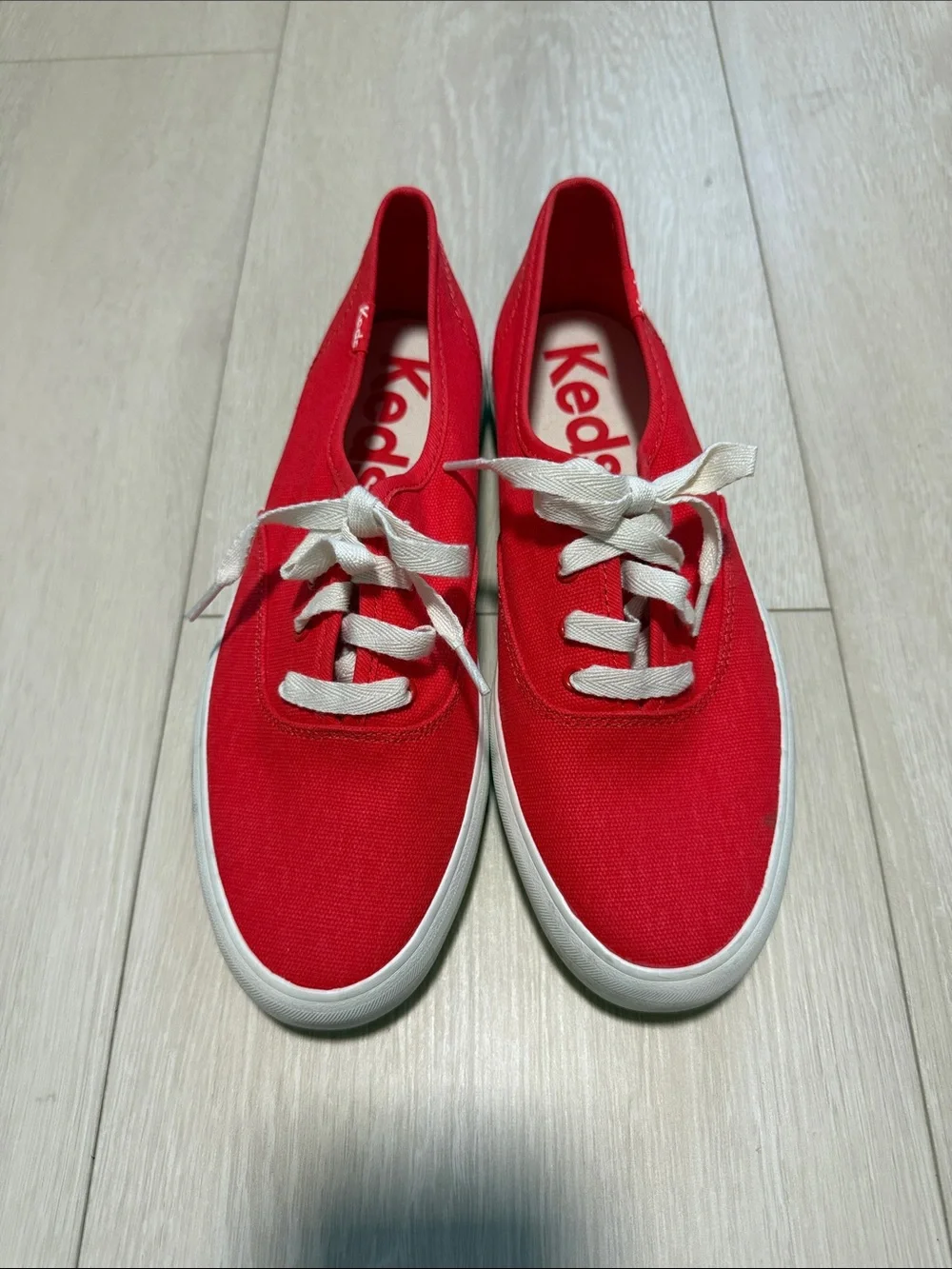Keds Red Canvas Low-Top Sneakers with White Laces